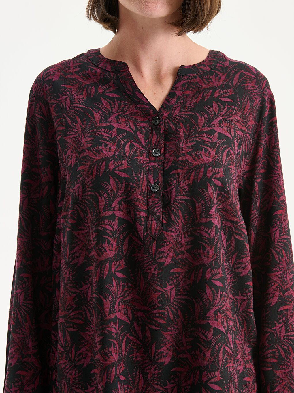Notch Neck Patterned Blouse-2
