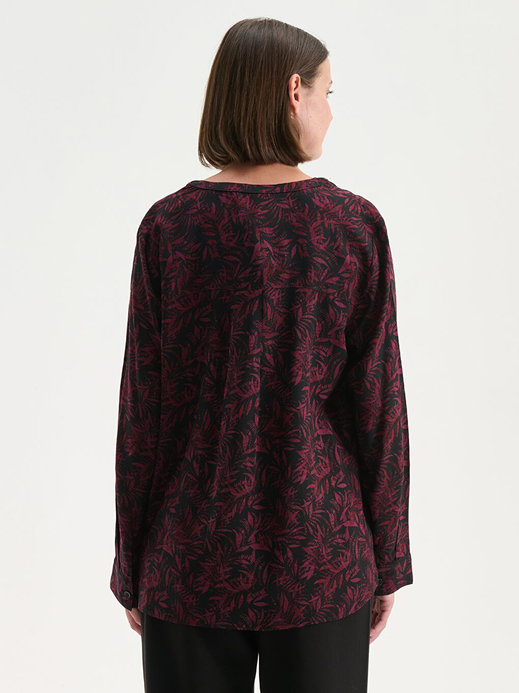 Notch Neck Patterned Blouse-3