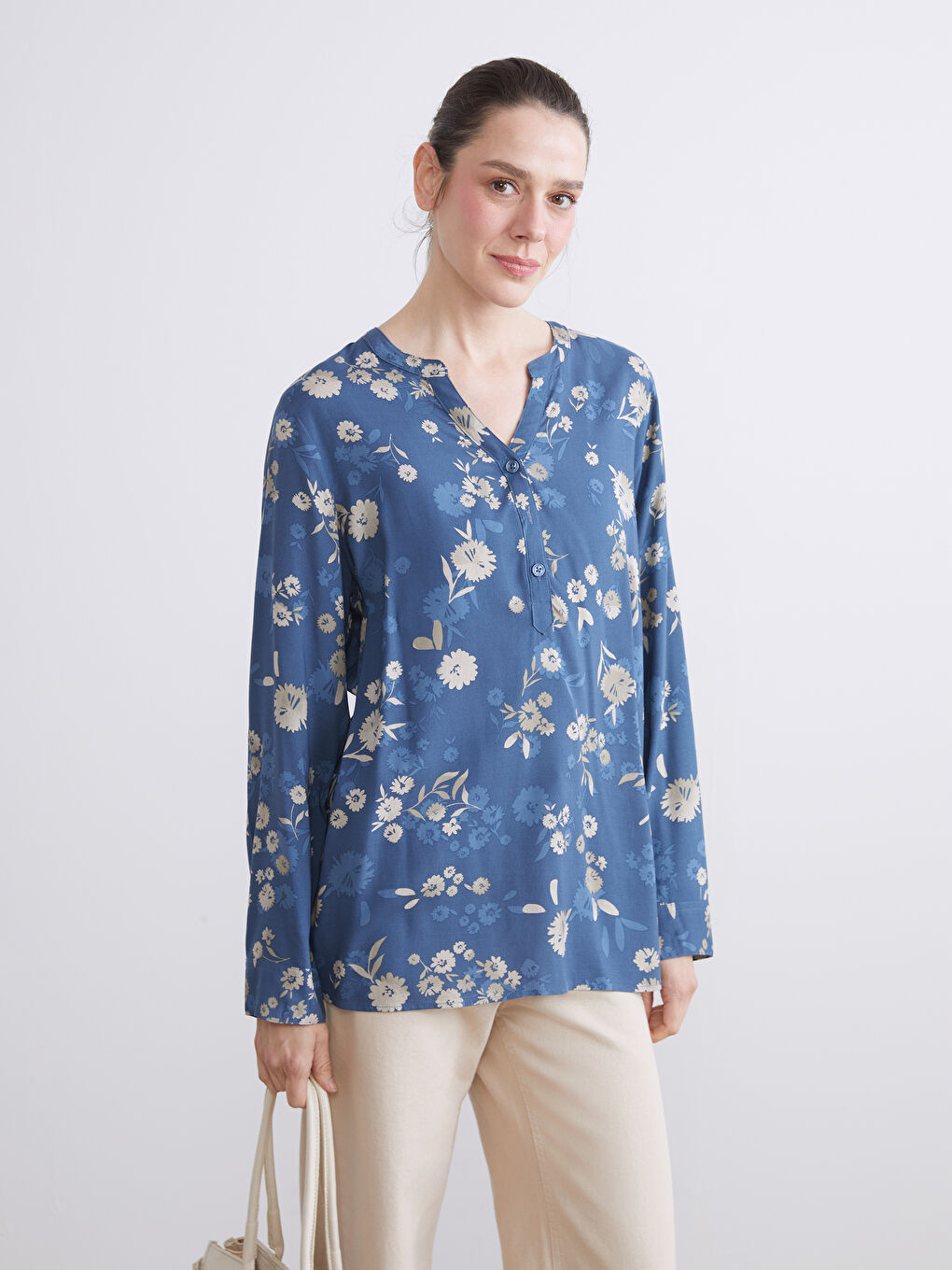 Notch Neck Floral Blouse