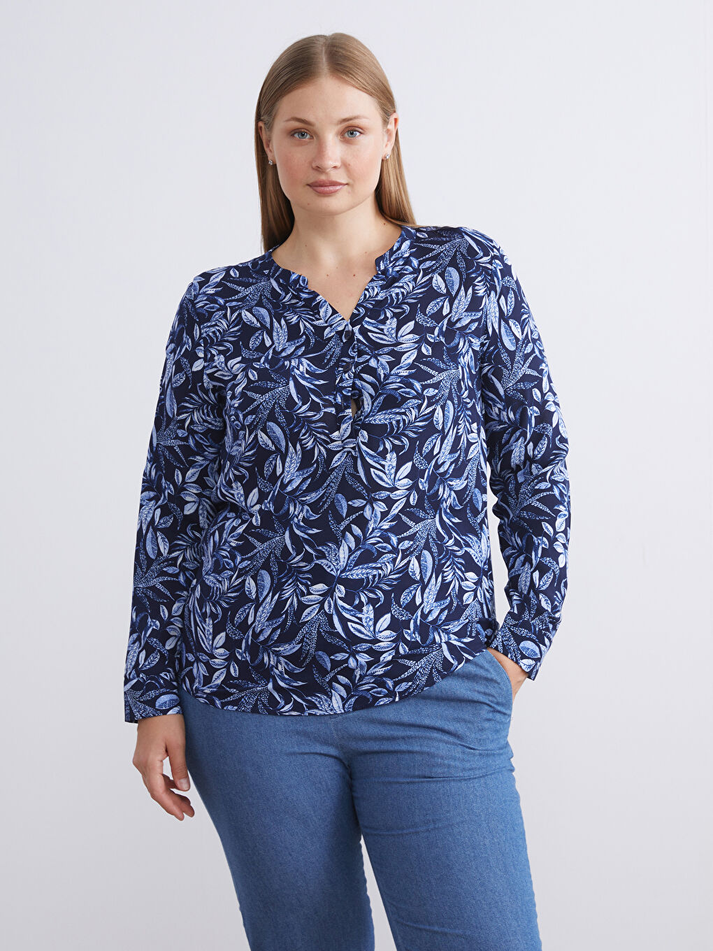 Notch Neck Floral Blouse-1