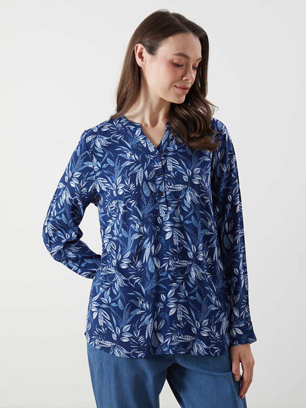 LCW Grace Notch Neck Floral Blouse -W54714Z8-LSF