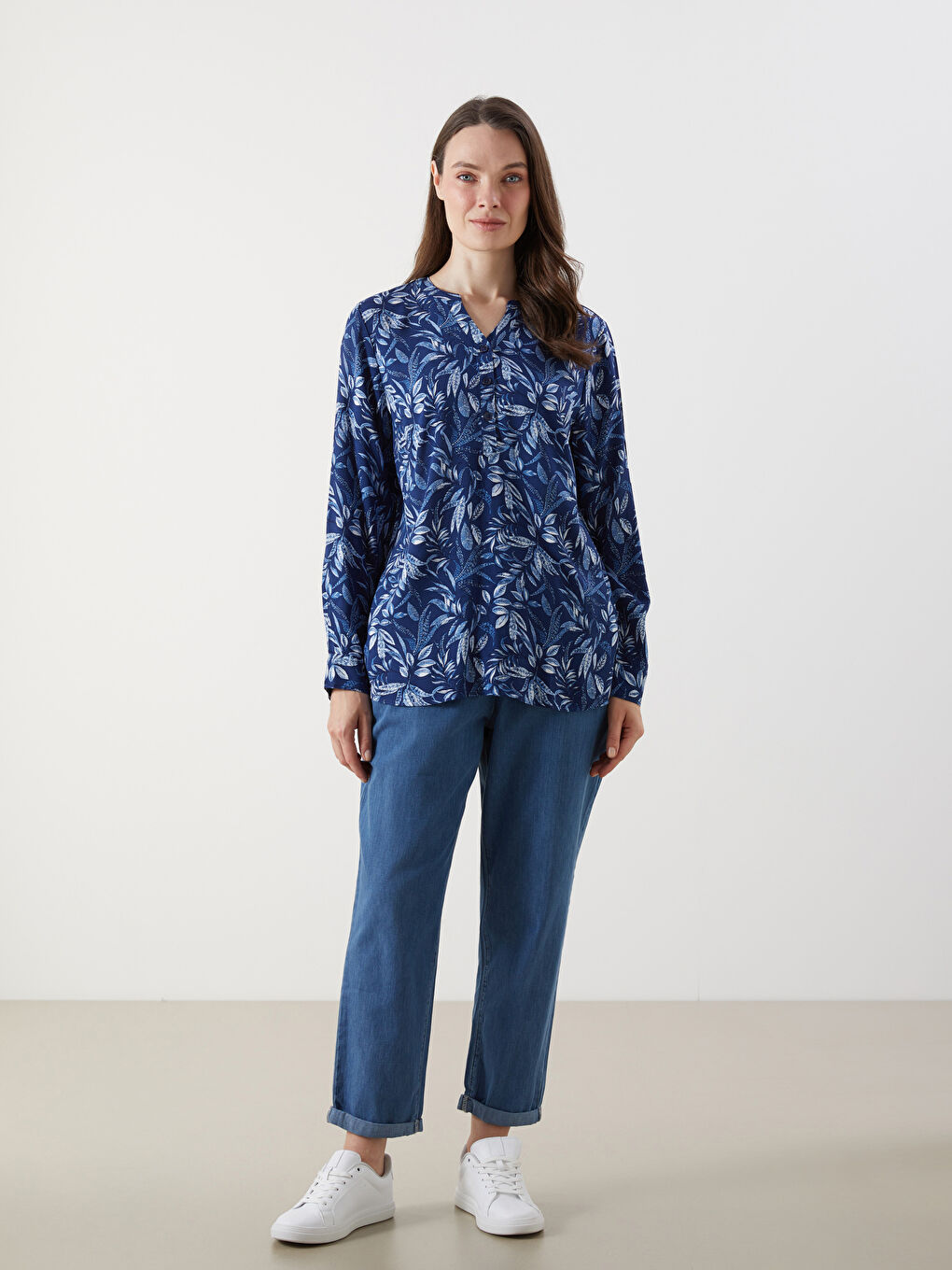 LCW Grace Notch Neck Floral Blouse -W54714Z8-LSF