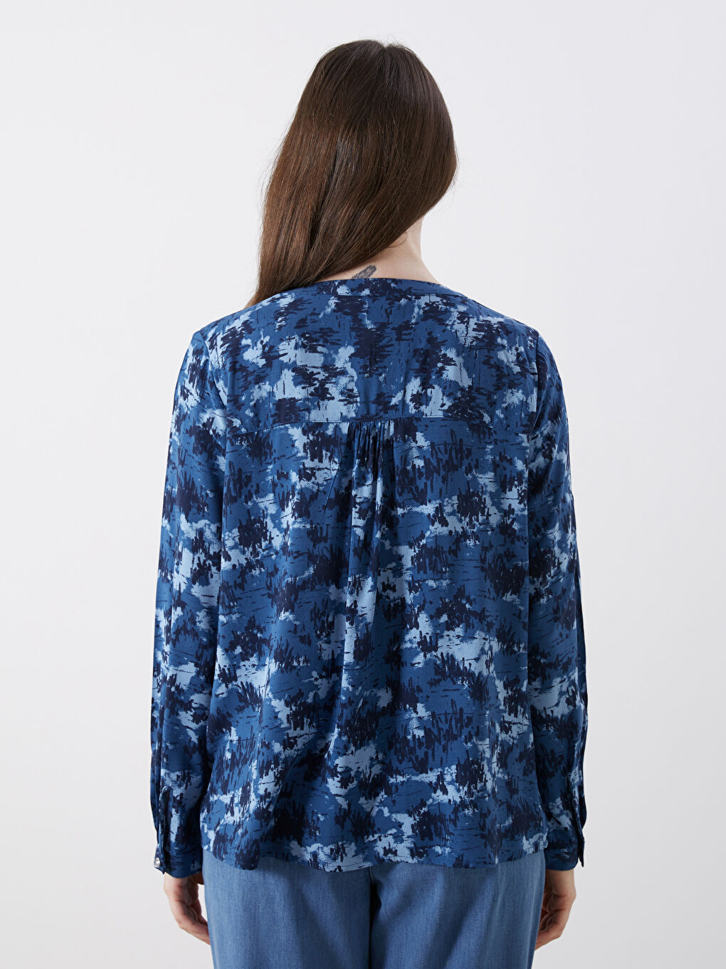 LCW Grace Notch Neck Patterned Blouse -W54716Z8-774