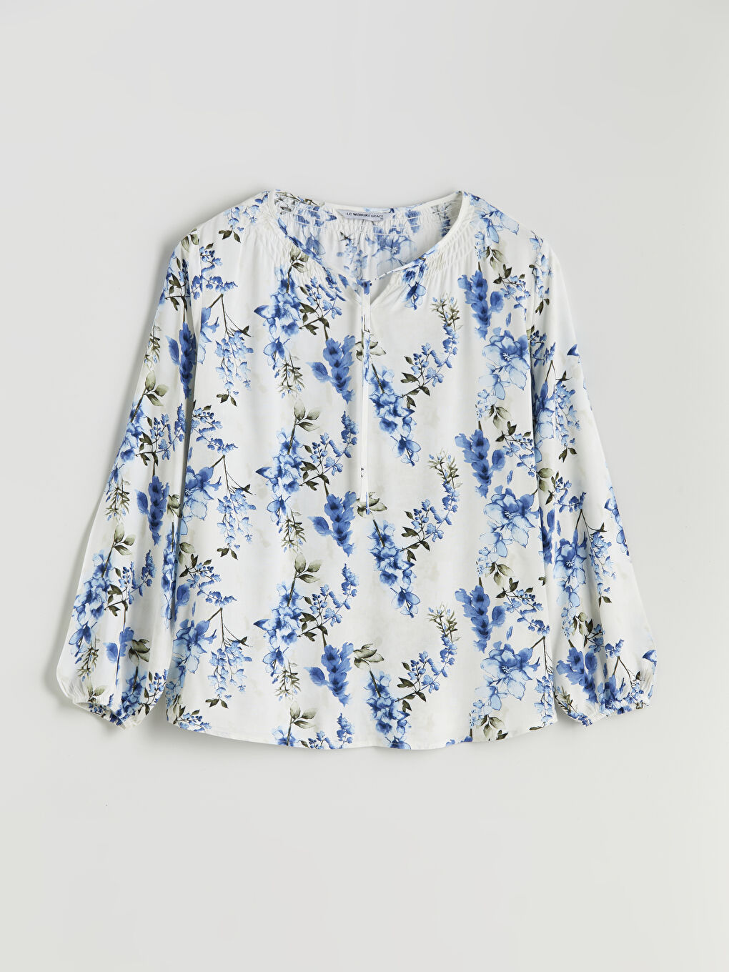 LCW Grace Tie Neck Floral Blouse -W54717Z8-LRA