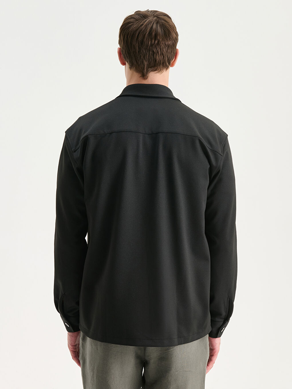 Siyah Regular Fit Uzun Kollu Erkek Gömlek Ceket-10
