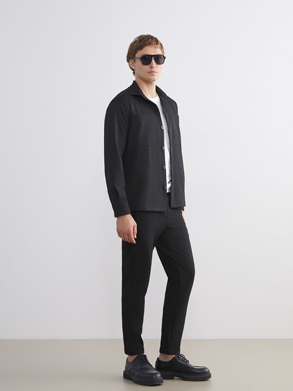 Siyah Regular Fit Uzun Kollu Erkek Gömlek Ceket-3