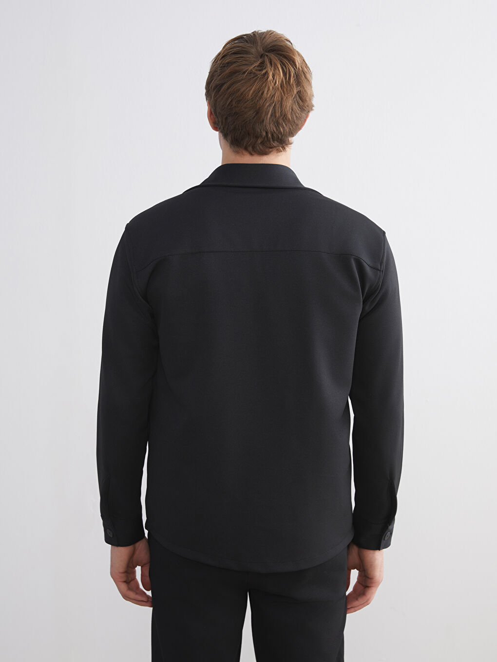 Siyah Regular Fit Uzun Kollu Erkek Gömlek Ceket-9
