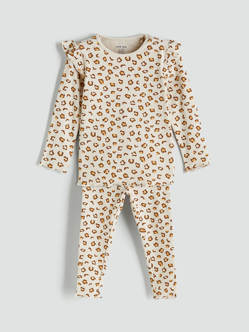 LCW baby Crew Neck Printed Baby Girls' Pyjama Set -W54728Z1-LQB