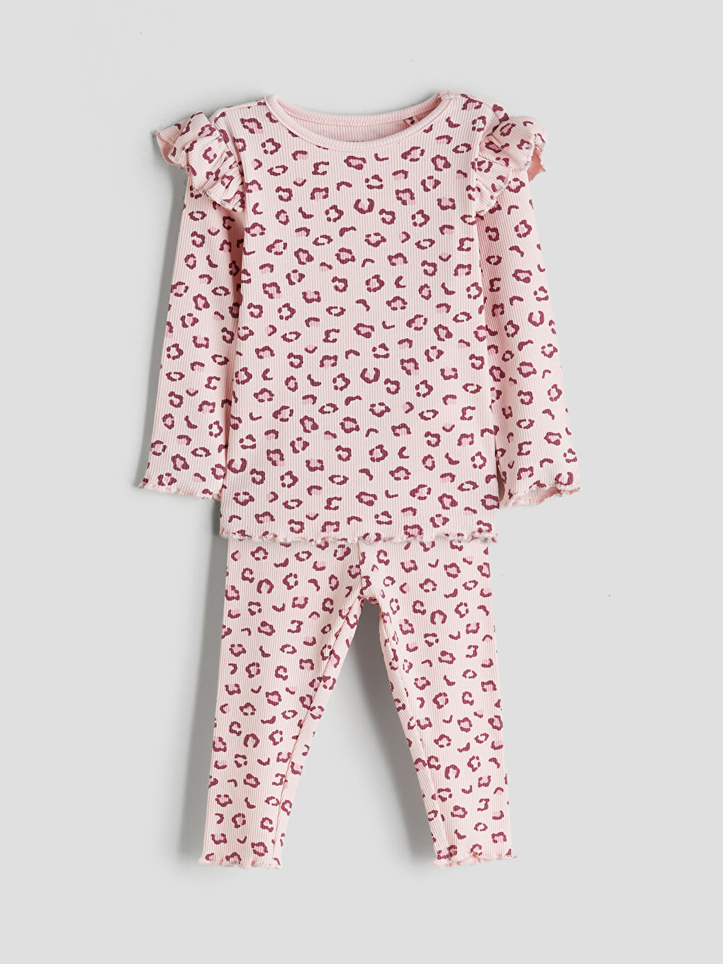 LCW baby Crew Neck Printed Baby Girls' Pyjama Set -W54728Z1-LSZ