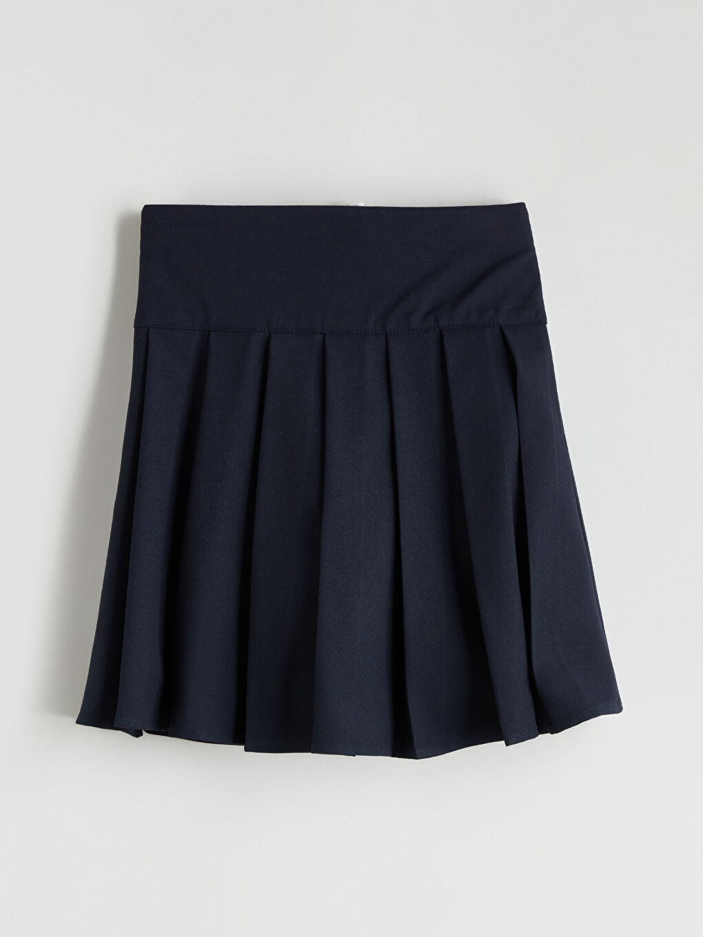 Lacivert Basic Gabardin Pileli Kız Çocuk Etek-1