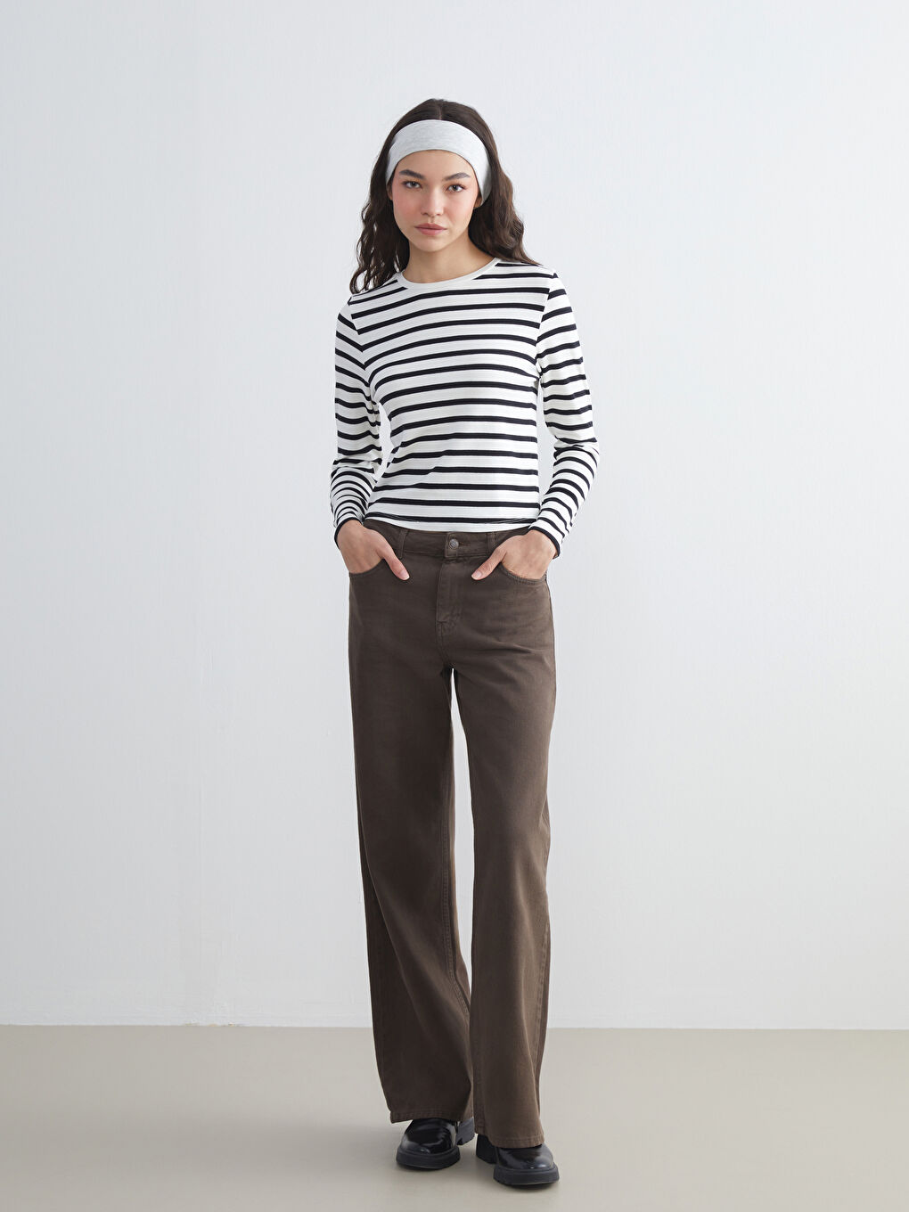 XSIDE Crew Neck Striped Women's T-Shirt -W54733Z8-LEG