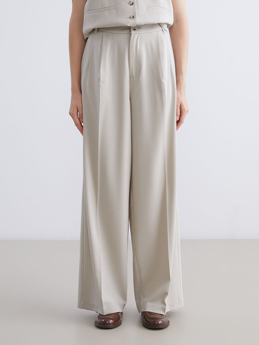 Loose Fit Wide Leg Women's Trousers-1