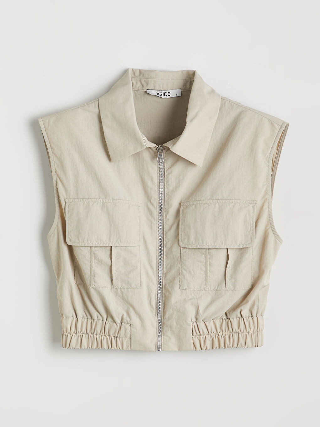 Collared Neck Crop Women's Waistcoat-4