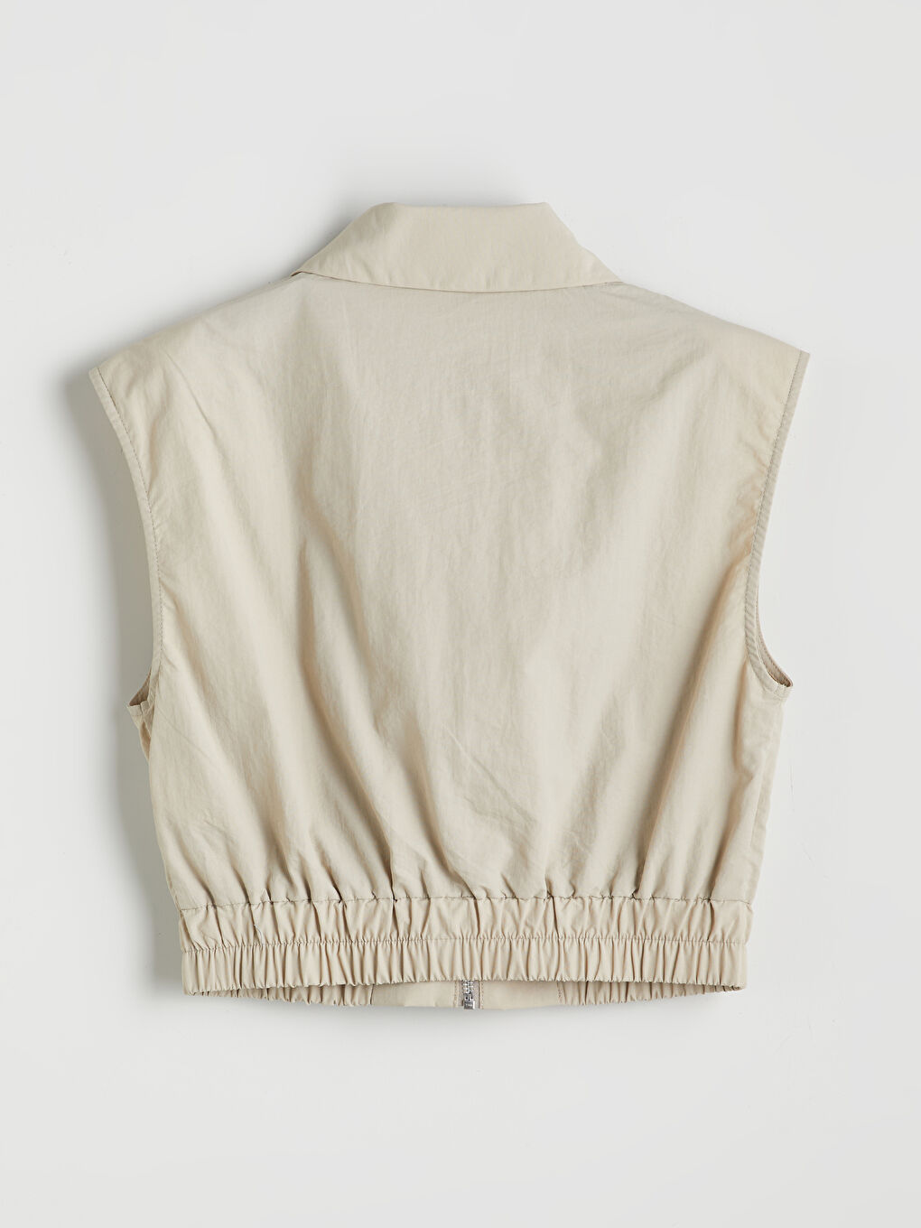 Collared Neck Crop Women's Waistcoat-5