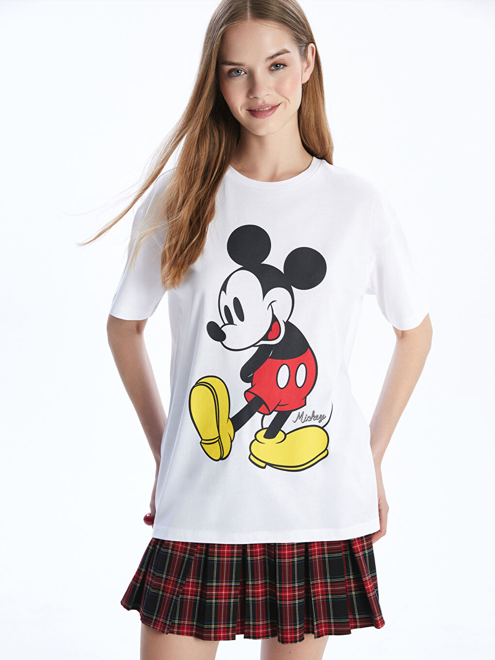 XSIDE Crew Neck Mickey Mouse Printed Women's T-Shirt -W54739Z8-Q6K
