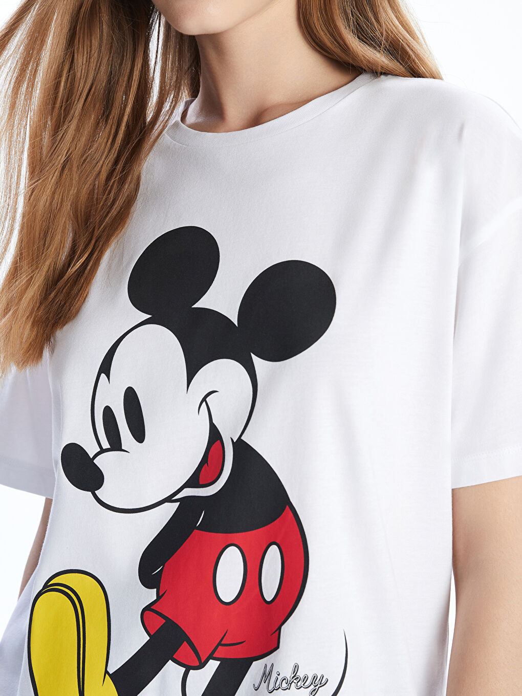 XSIDE Crew Neck Mickey Mouse Printed Women's T-Shirt -W54739Z8-Q6K