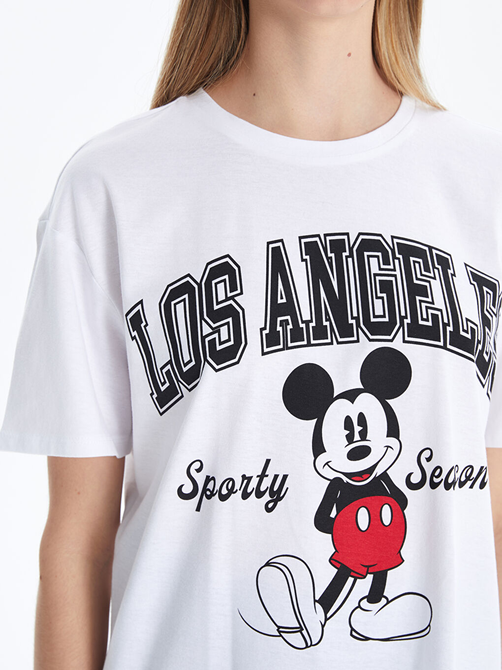 XSIDE Crew Neck Mickey Mouse Printed Women's T-Shirt -W54758Z8-Q6K