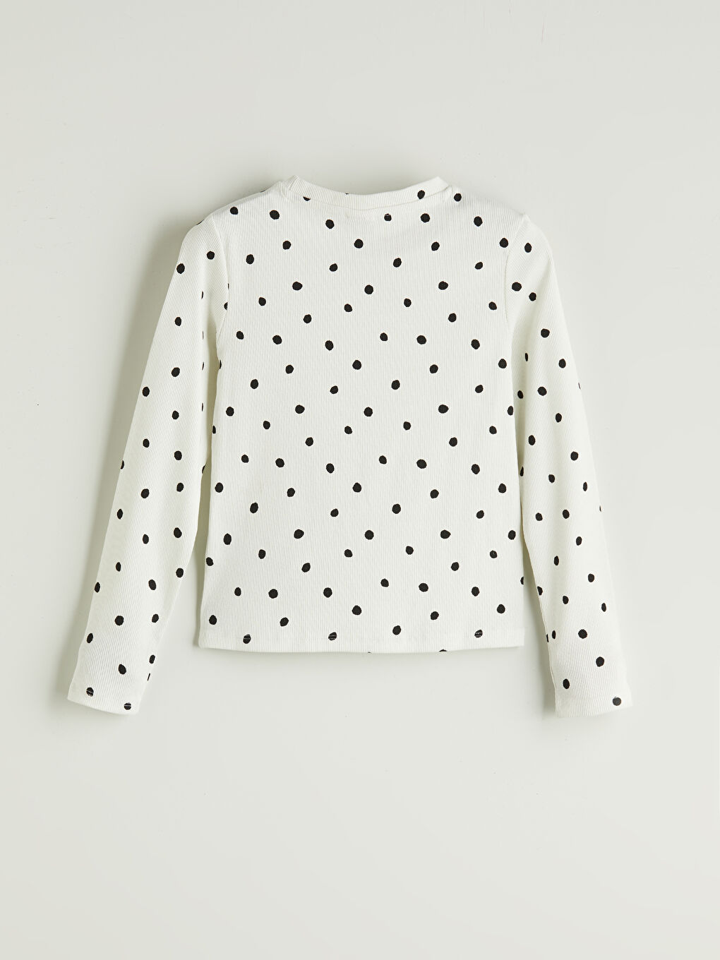 Ekru Bisiklet Yaka Kız Çocuk Tişört-1