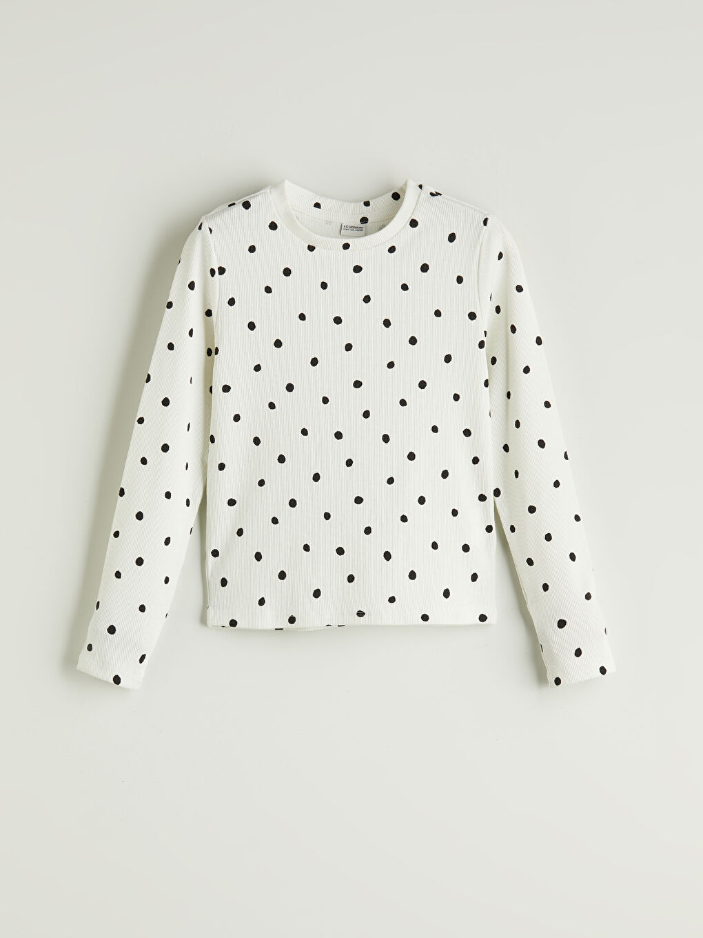 Ekru Bisiklet Yaka Kız Çocuk Tişört