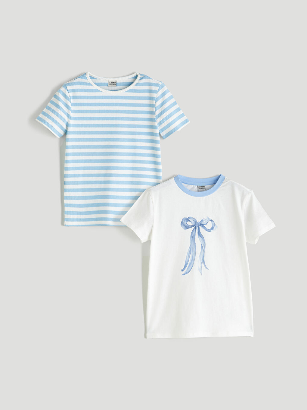 LCW Kids Crew Neck Girls' T-Shirt Set (2 Pieces) -W54772Z4-R9J