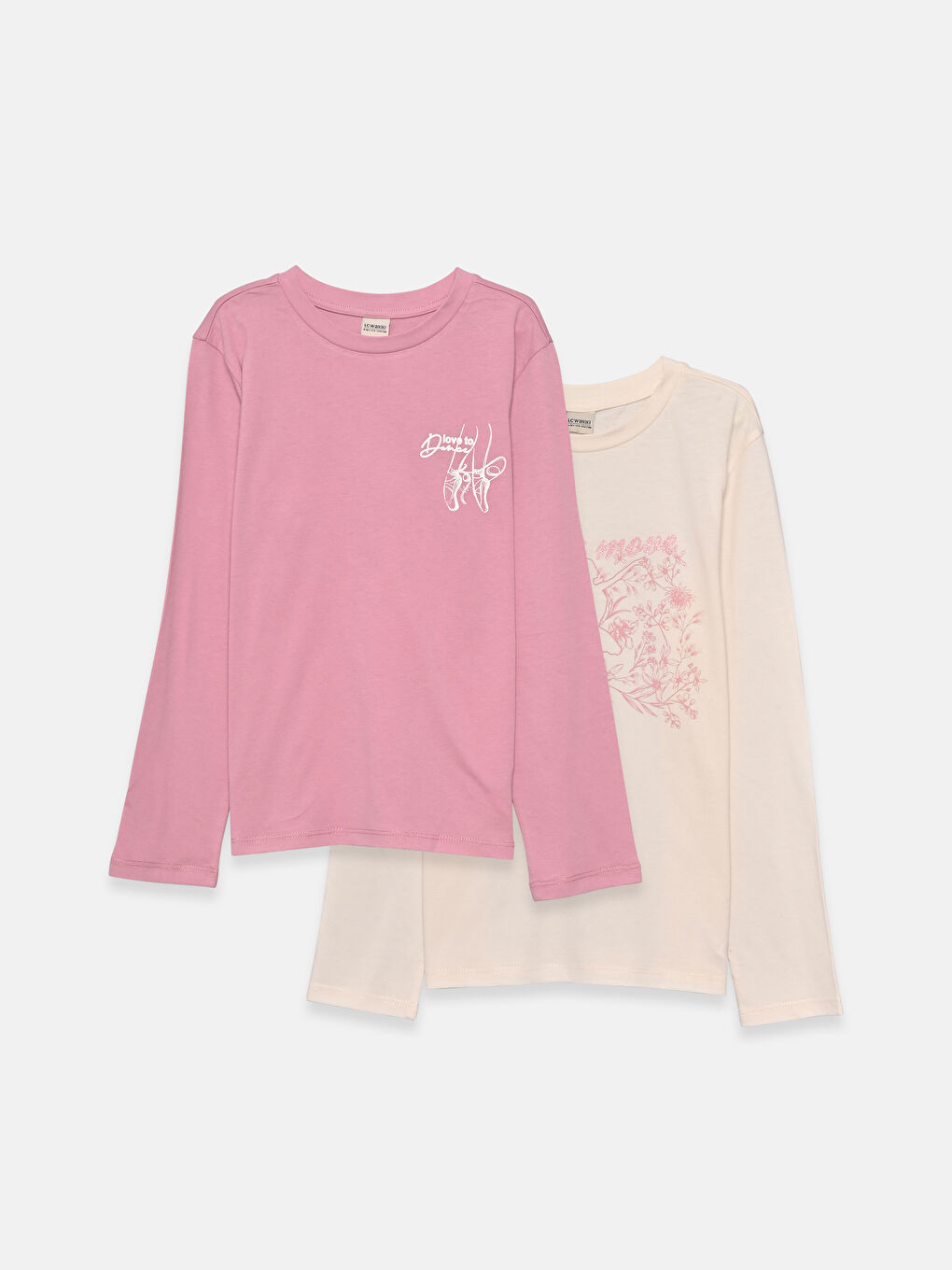 Crew Neck Printed Girls' T-Shirt 2 Pack