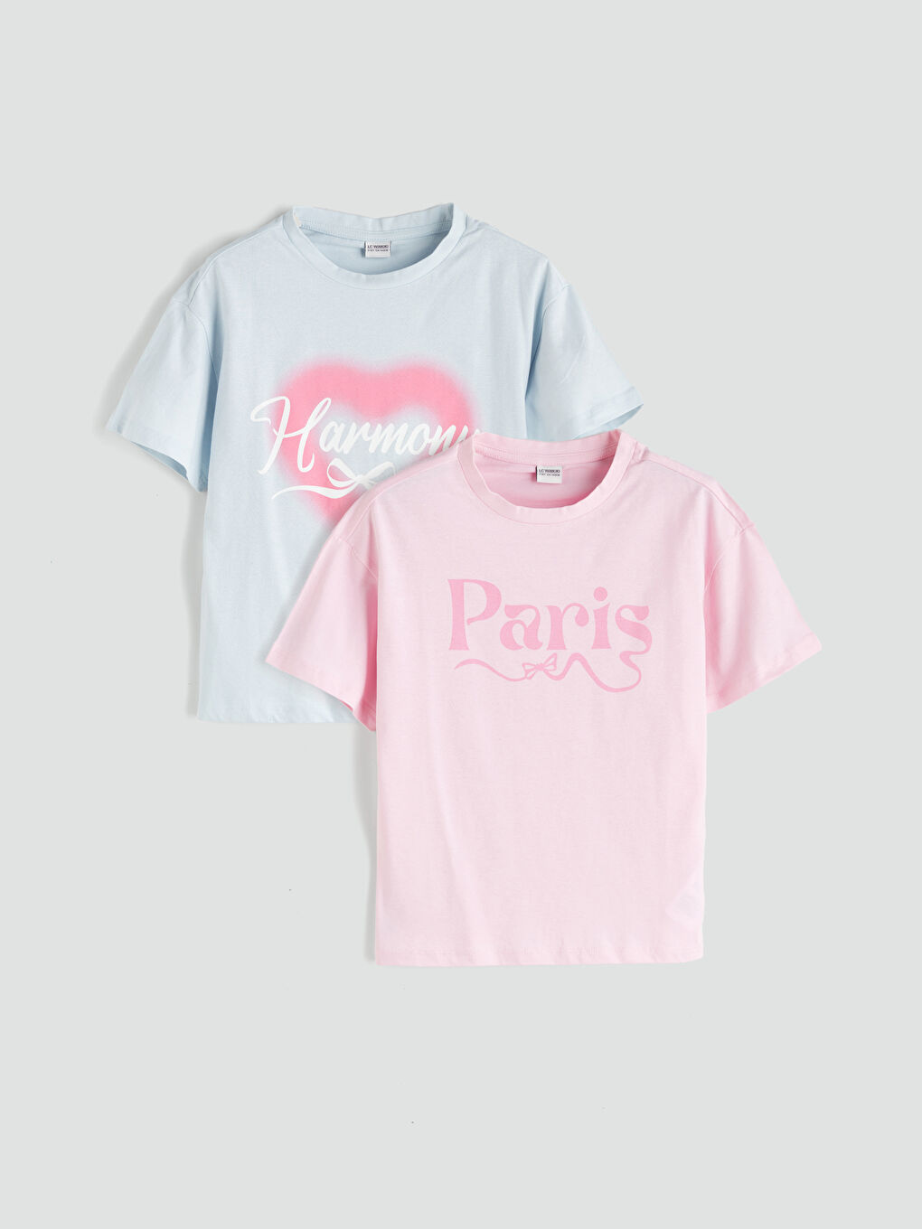 LCW Kids Crew Neck Girls' T-Shirt Set (2 Pieces) -W54778Z4-FZ7