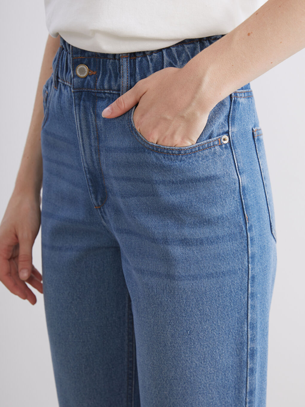 LCW Jeans Elasticated Waist Slouchy Fit Women's Jeans -W54790Z8-507