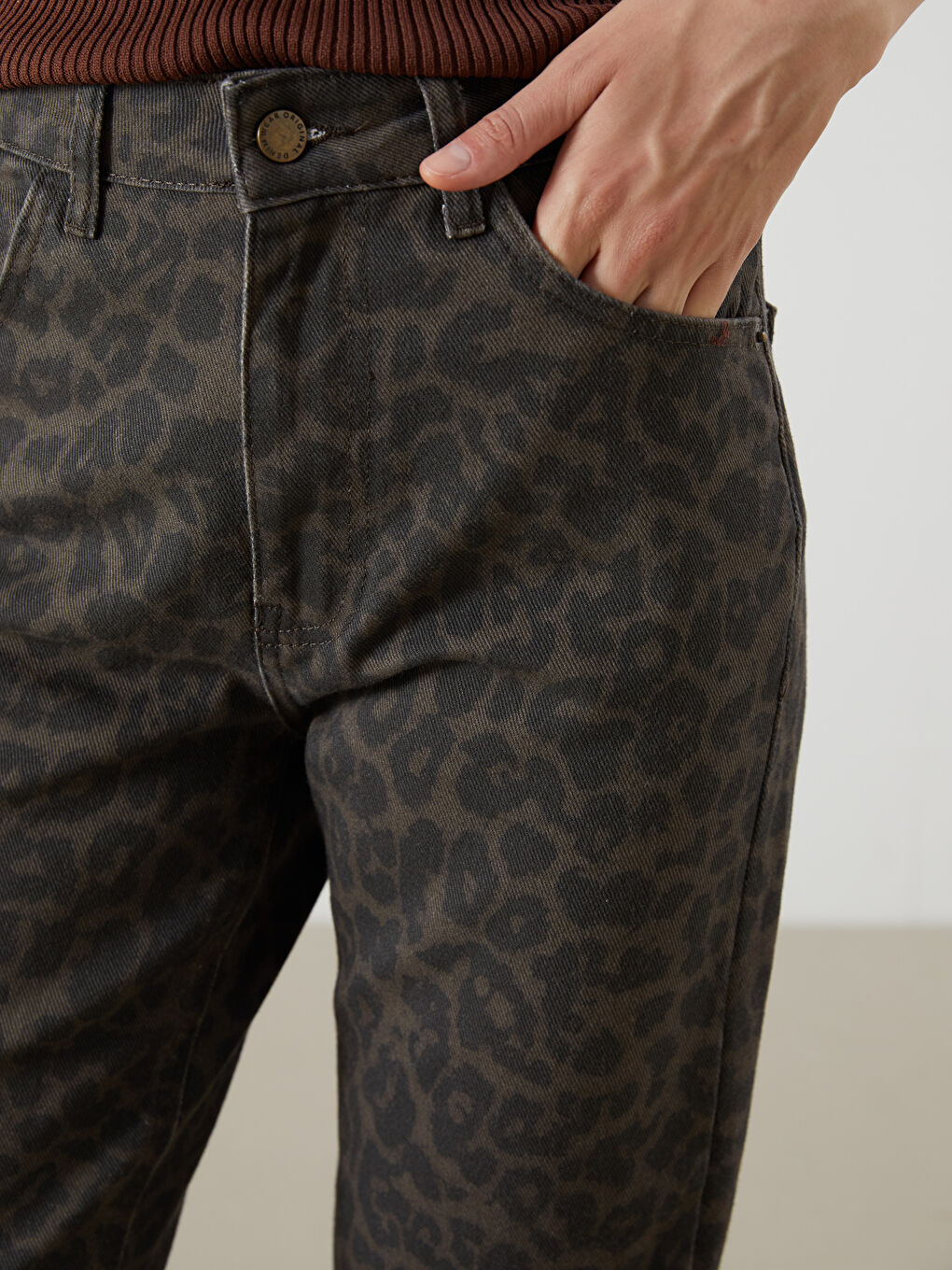 LCW Jeans Straight Fit Leopard Print Women's Jeans -W54793Z8-HDT
