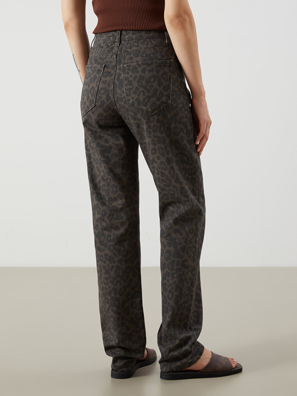LCW Jeans Straight Fit Leopard Print Women's Jeans -W54793Z8-HDT