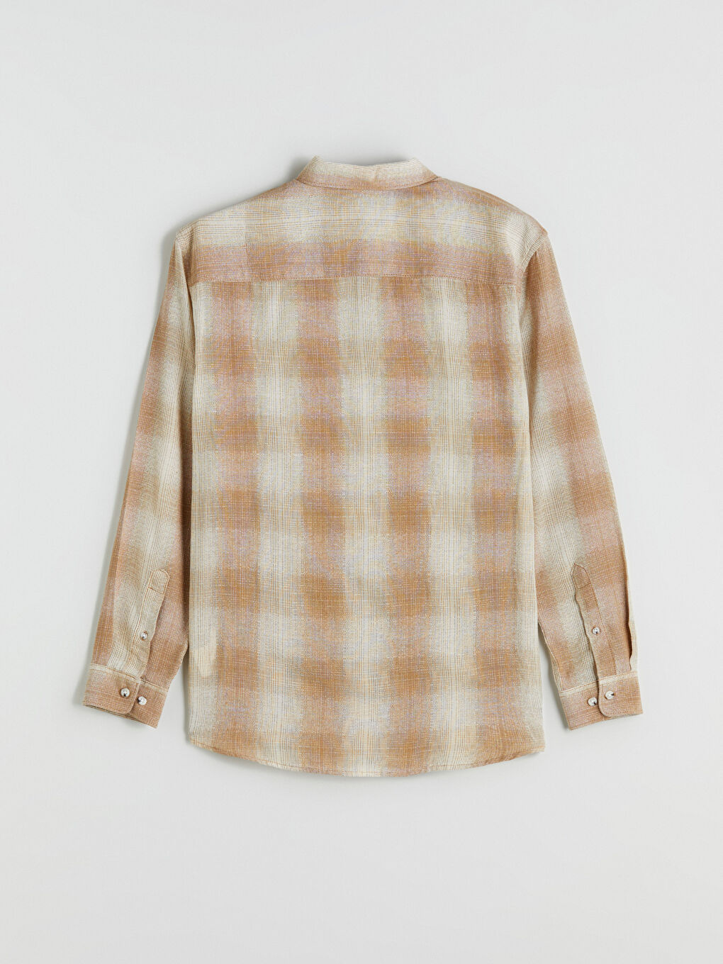 Standard Fit Long Sleeve Plaid Pattern Men's Shirt-5