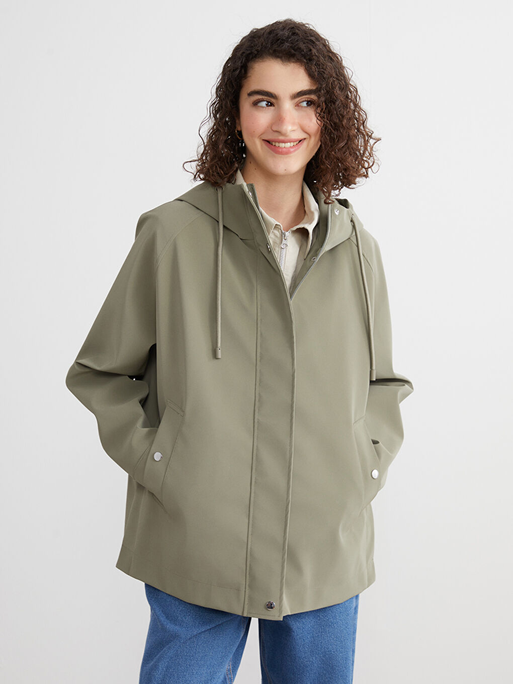 XSIDE Hooded Oversize Faux Leather Women's Raincoat -W54826Z8-D2J