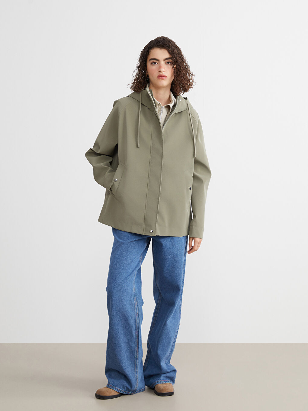 XSIDE Hooded Oversize Faux Leather Women's Raincoat -W54826Z8-D2J
