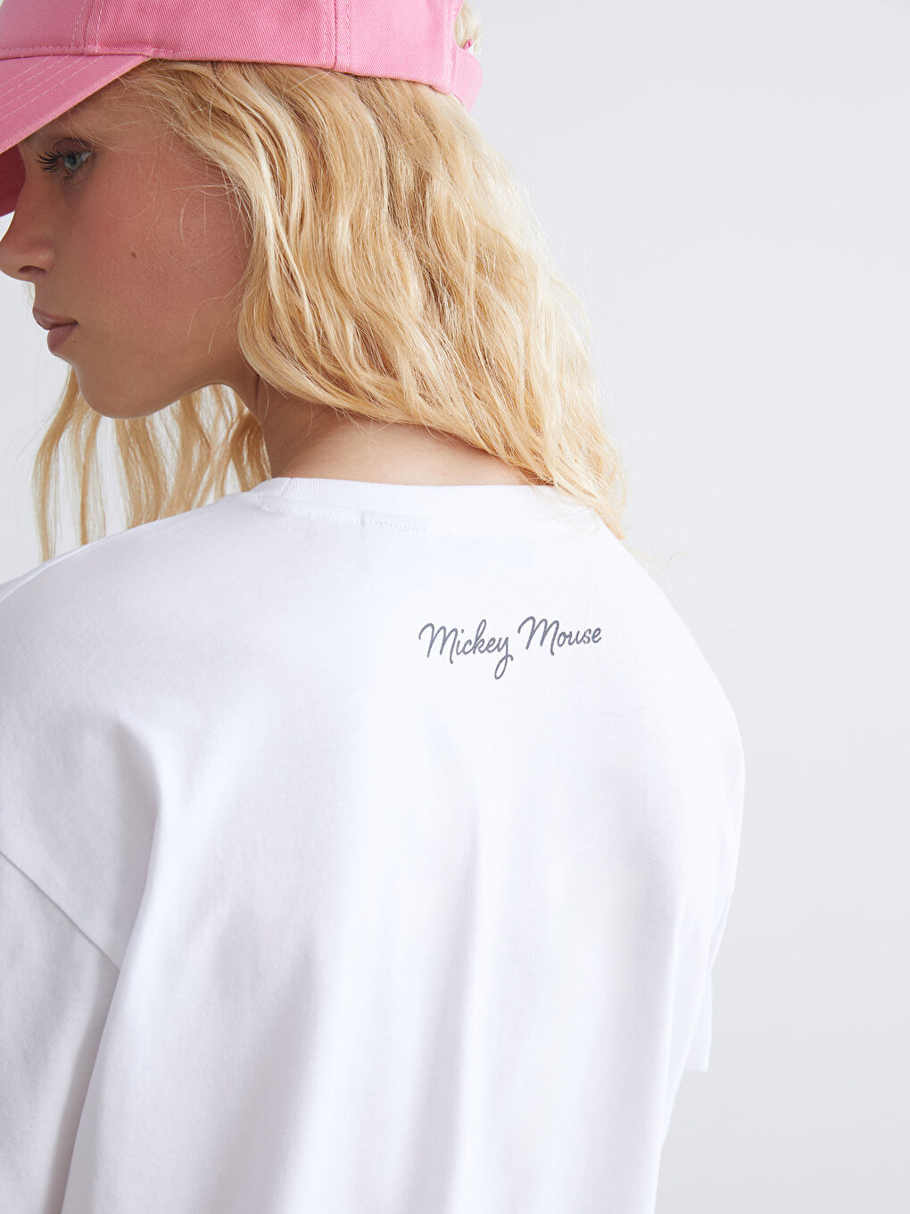 Crew Neck Mickey Mouse Printed Women's T-Shirt-2