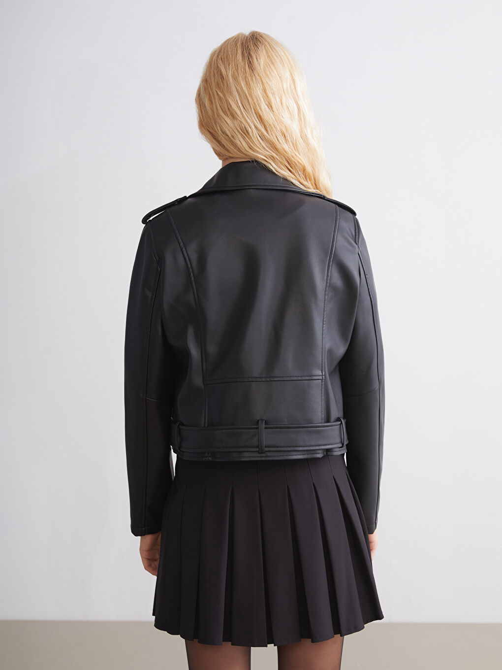 XSIDE Biker Neck Women's Faux Leather Jacket -W54829Z8-CVL