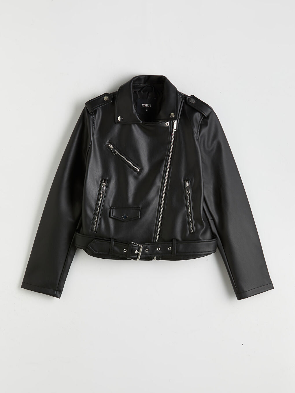 XSIDE Biker Neck Women's Faux Leather Jacket -W54829Z8-CVL