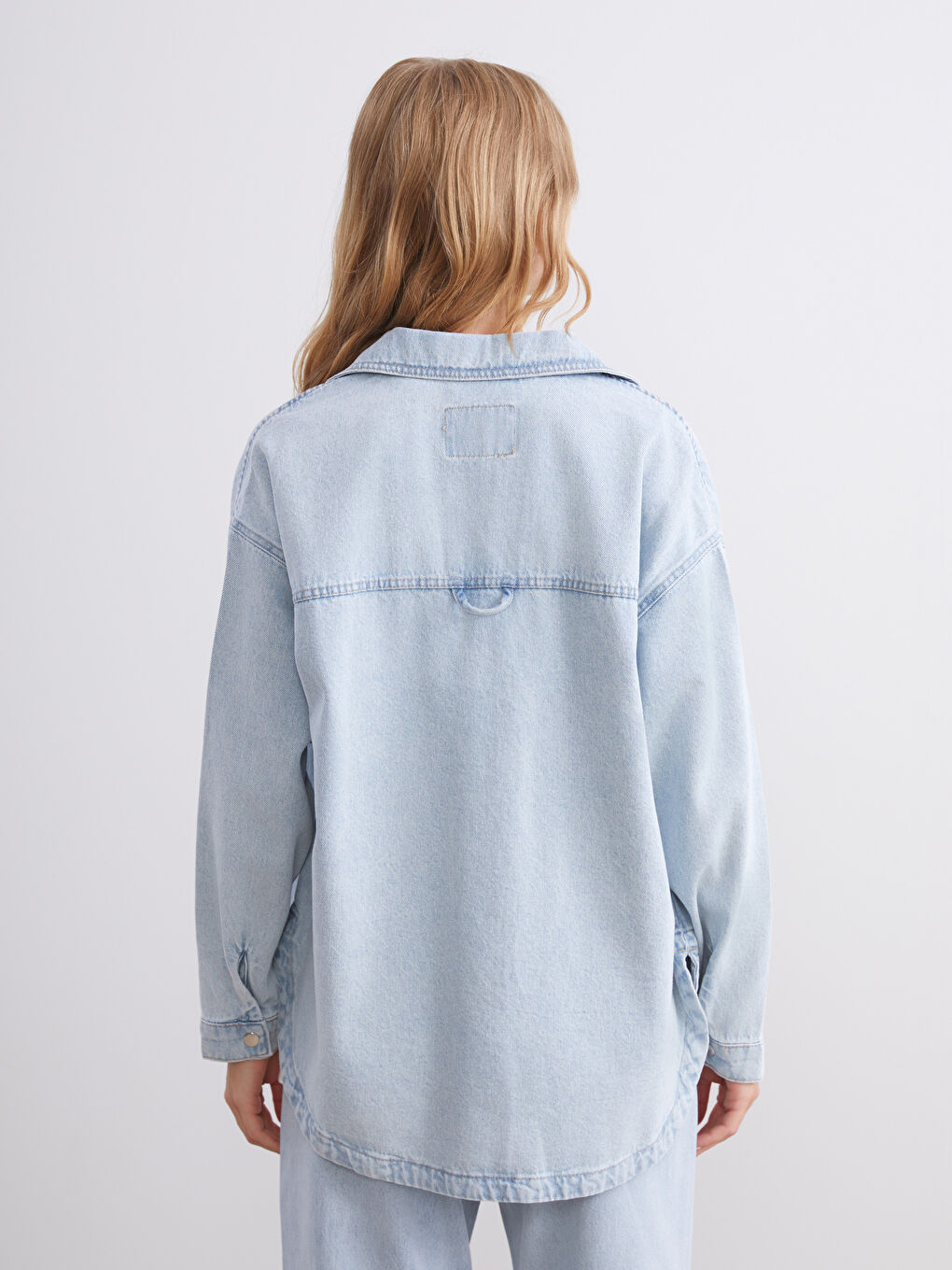 Collared Neck Women's Denim Jacket-3