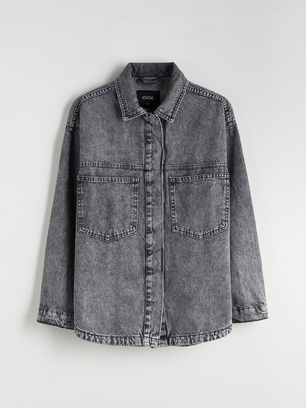 Collared Neck Women's Denim Jacket-5