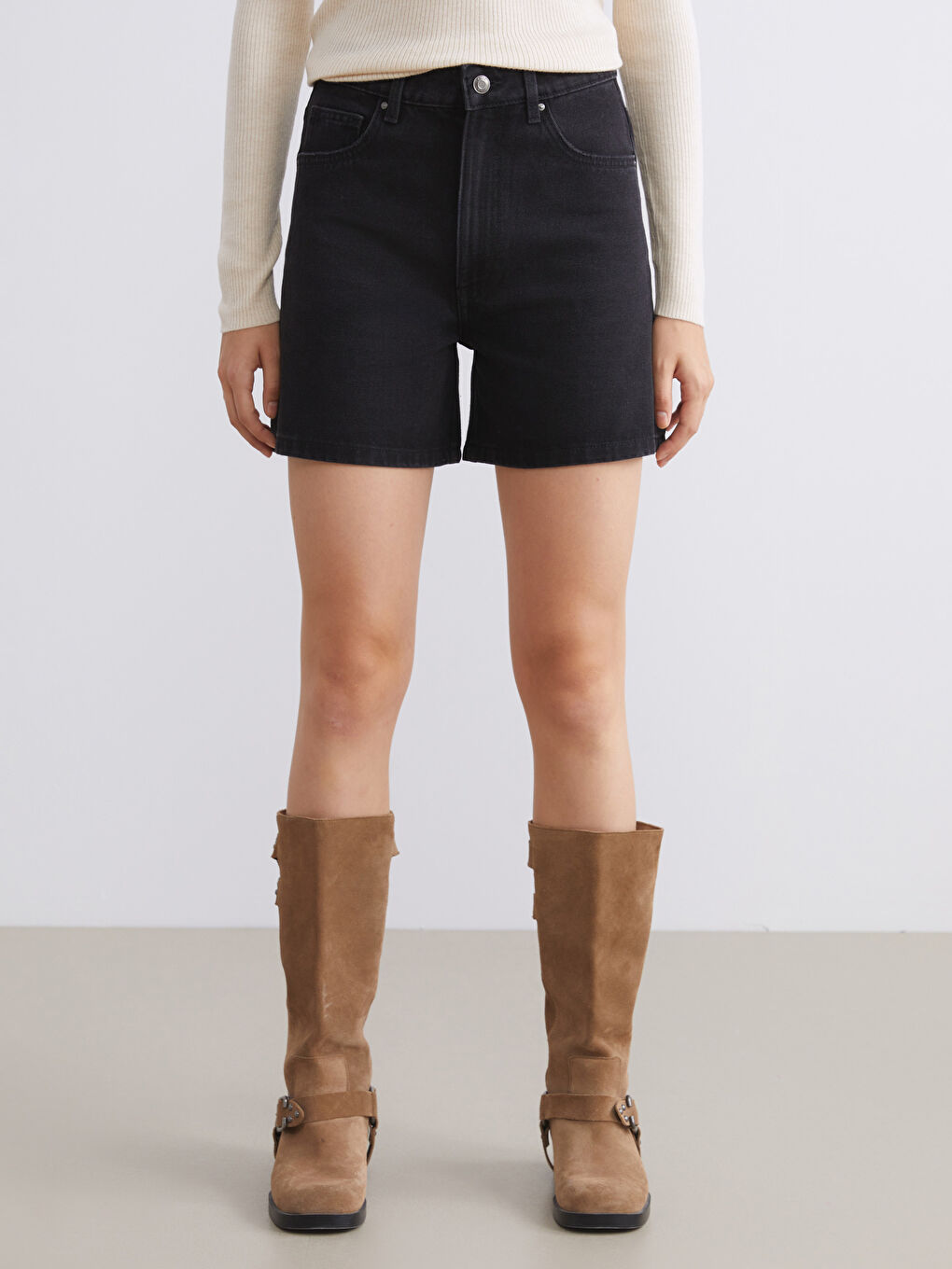 Жіночі джинсові шорти звичайного крою-1