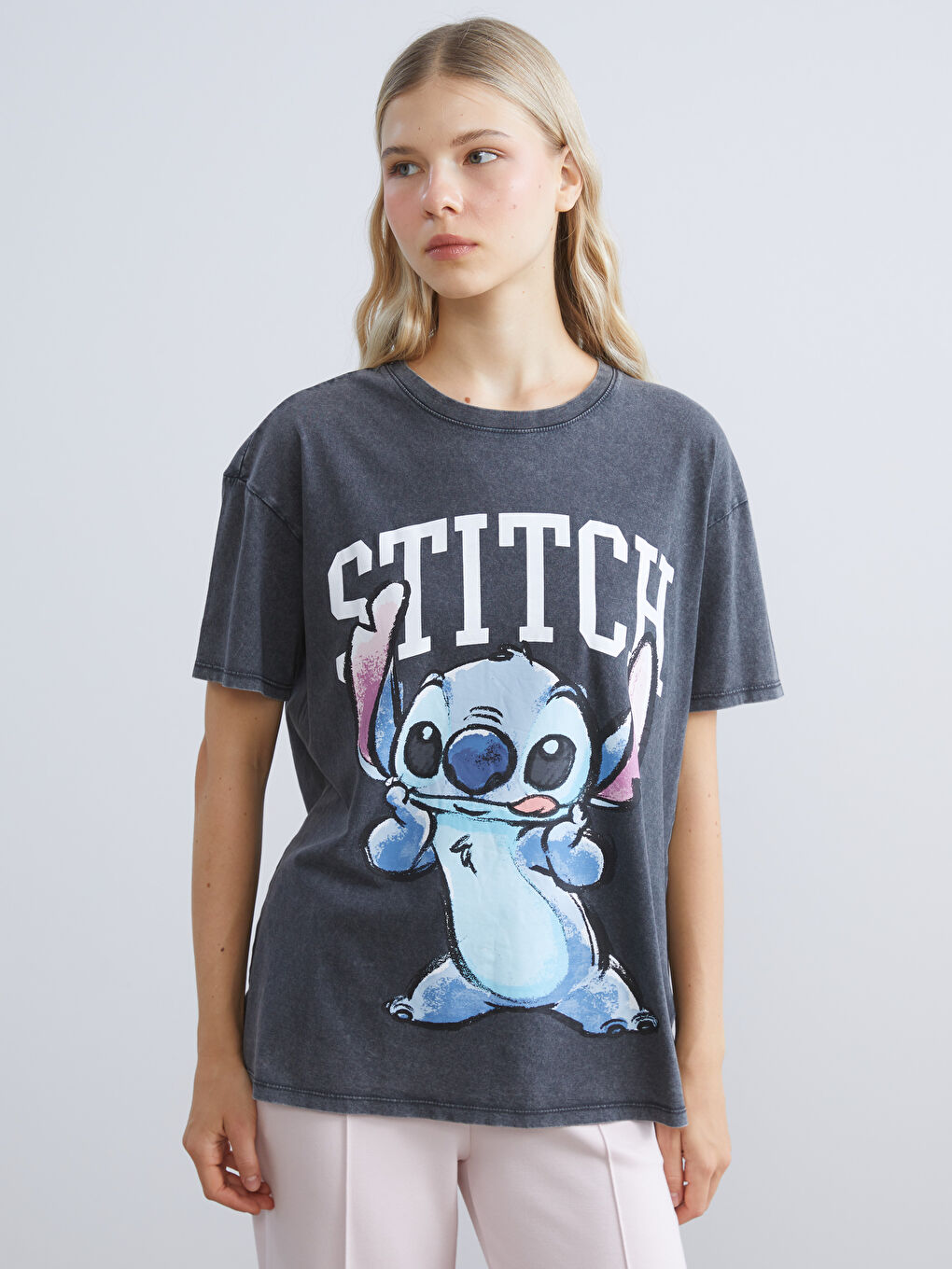 Crew Neck Stitch Printed Women's T-Shirt