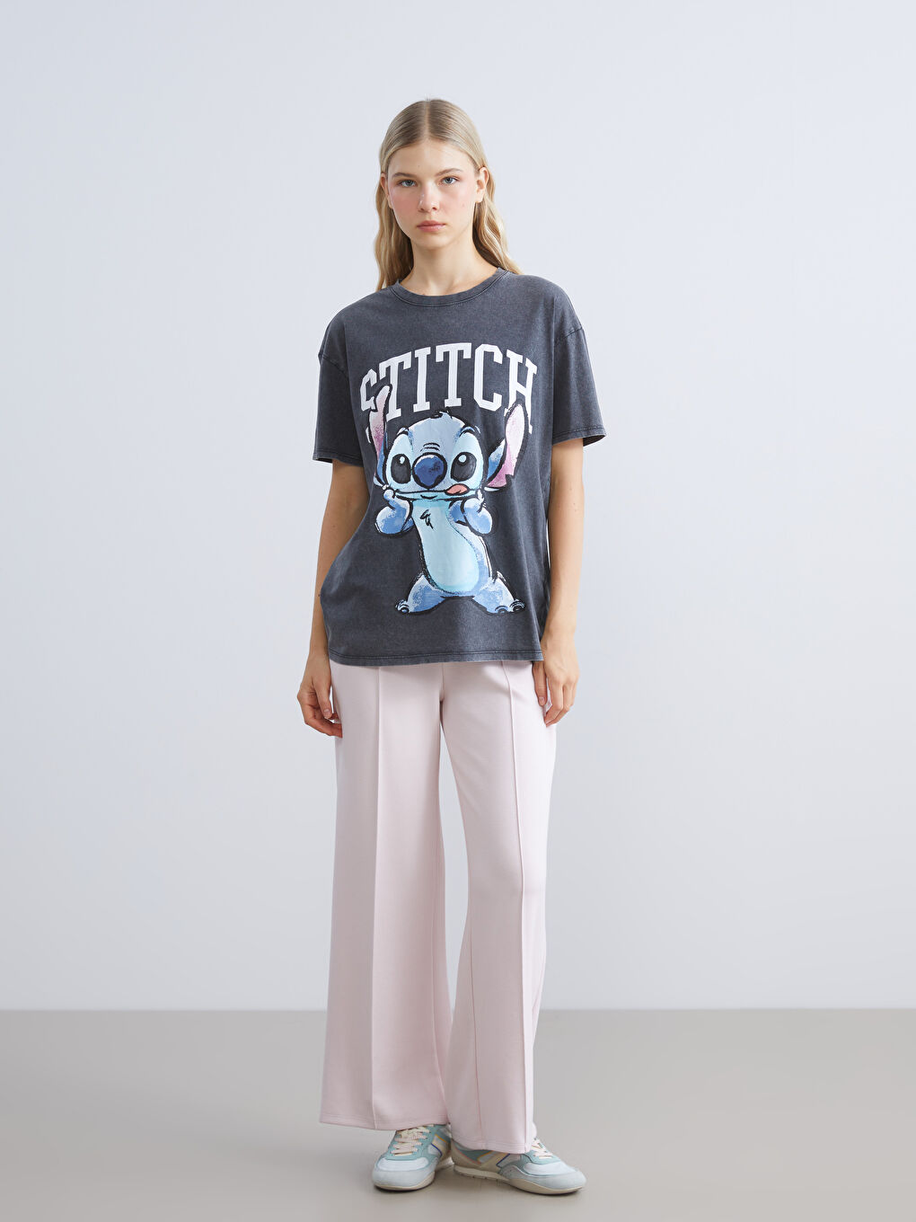 Crew Neck Stitch Printed Women's T-Shirt-1