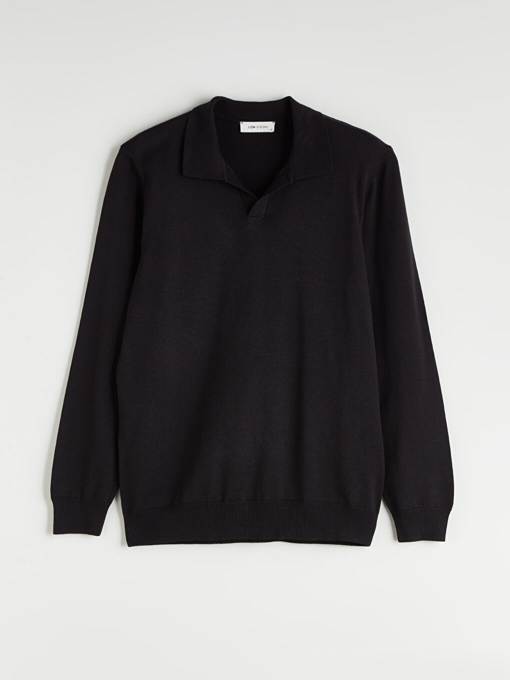 Siyah Polo Yaka Erkek Triko Kazak-4