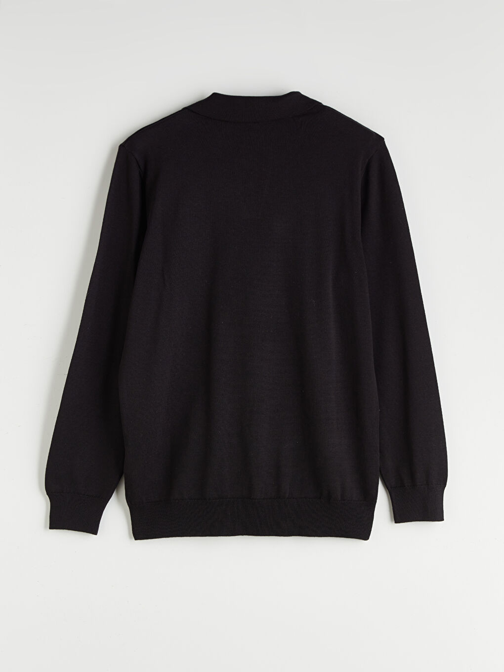 Siyah Polo Yaka Erkek Triko Kazak-5