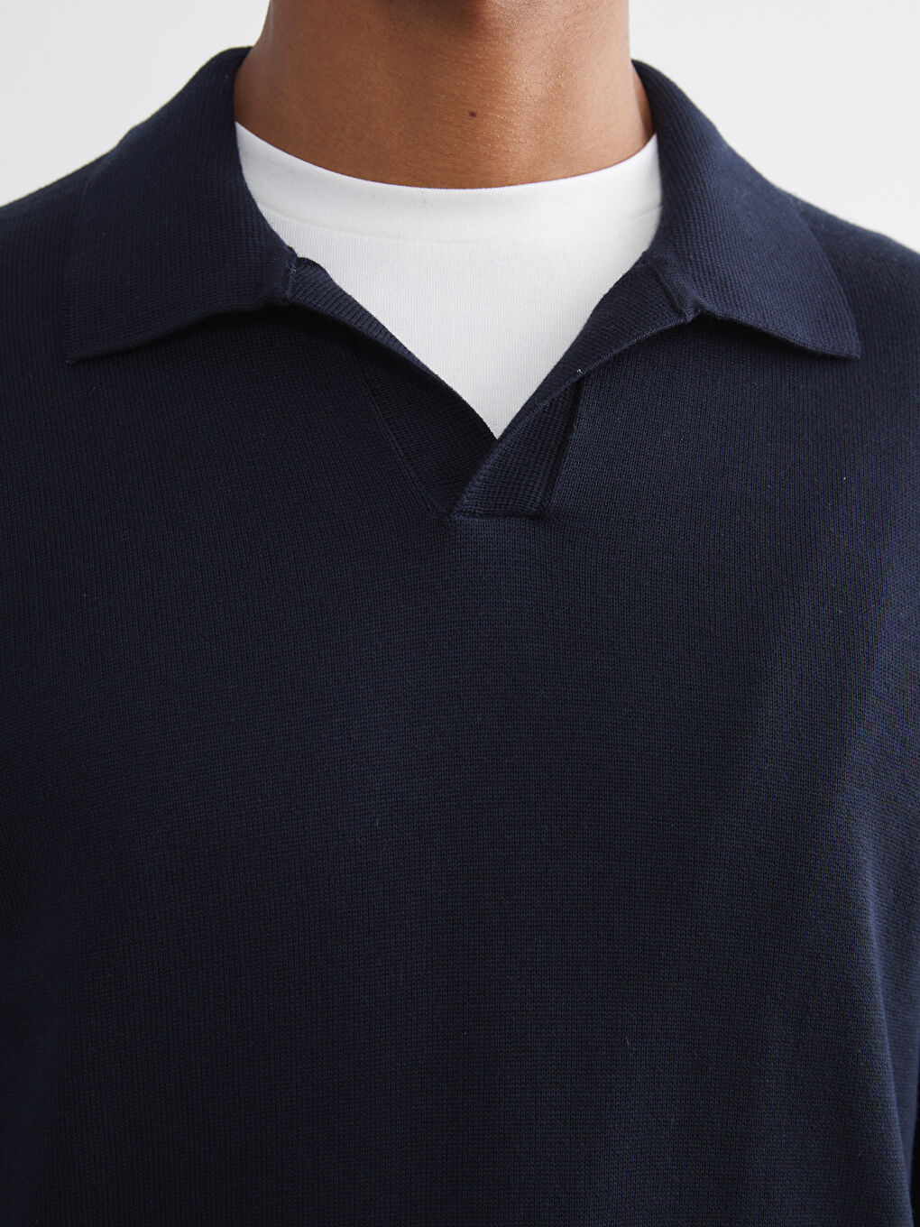 Lacivert Polo Yaka Erkek Triko Kazak-2