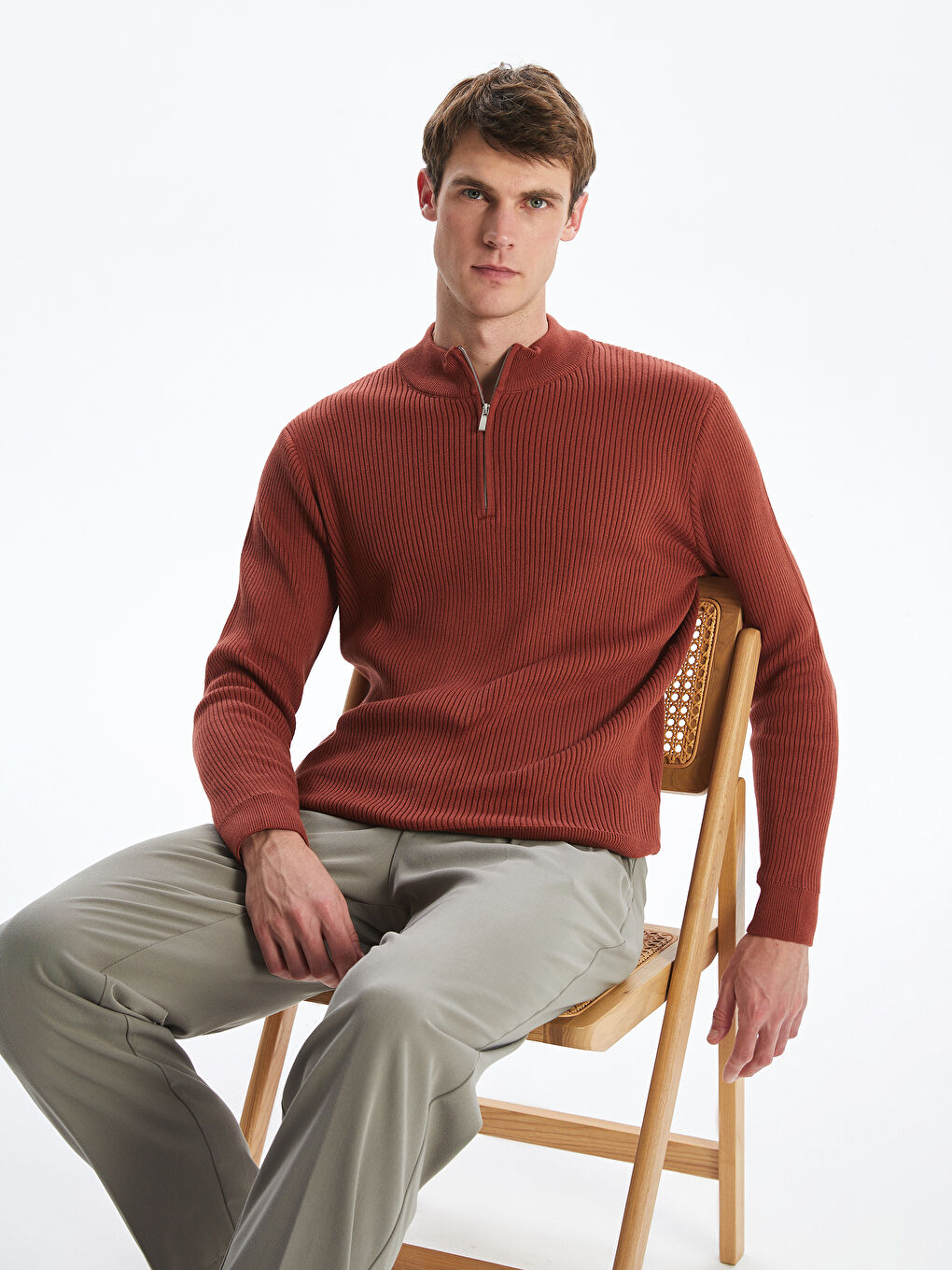 LCW Vision Funnel Neck Men's Knitwear Sweater -W54872Z8-E7Y