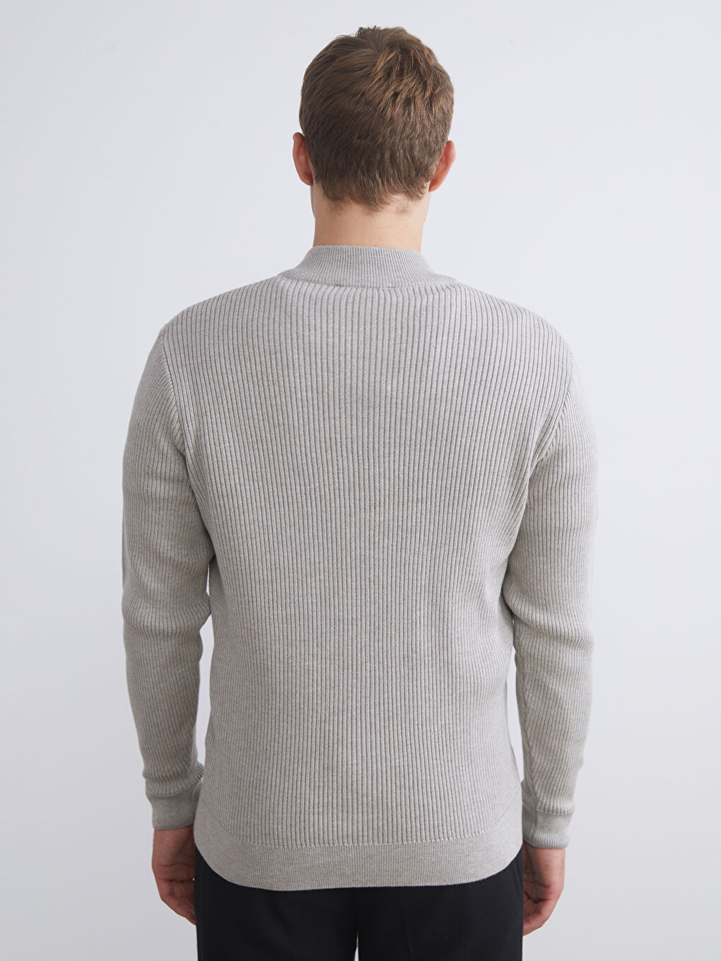 Bej Dik Yaka Erkek Triko Kazak-3