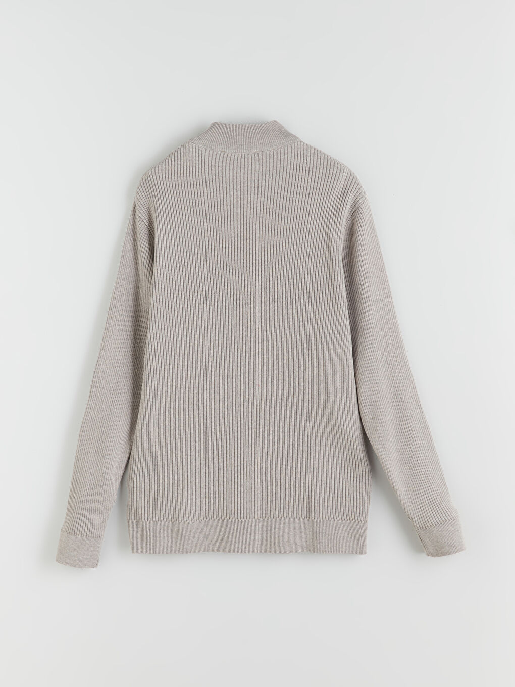 Bej Dik Yaka Erkek Triko Kazak-5