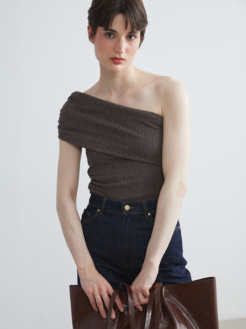 LCW Vision Woman BROWN Blouse -W54876Z8-HDD