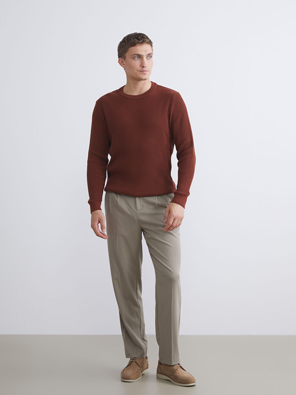 LCW Vision Crew Neck Long Sleeve Men's Tricot Sweater -W54877Z8-GXX