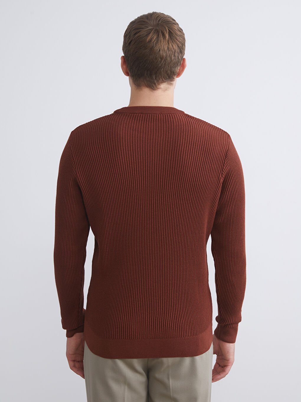 LCW Vision Crew Neck Long Sleeve Men's Tricot Sweater -W54877Z8-GXX