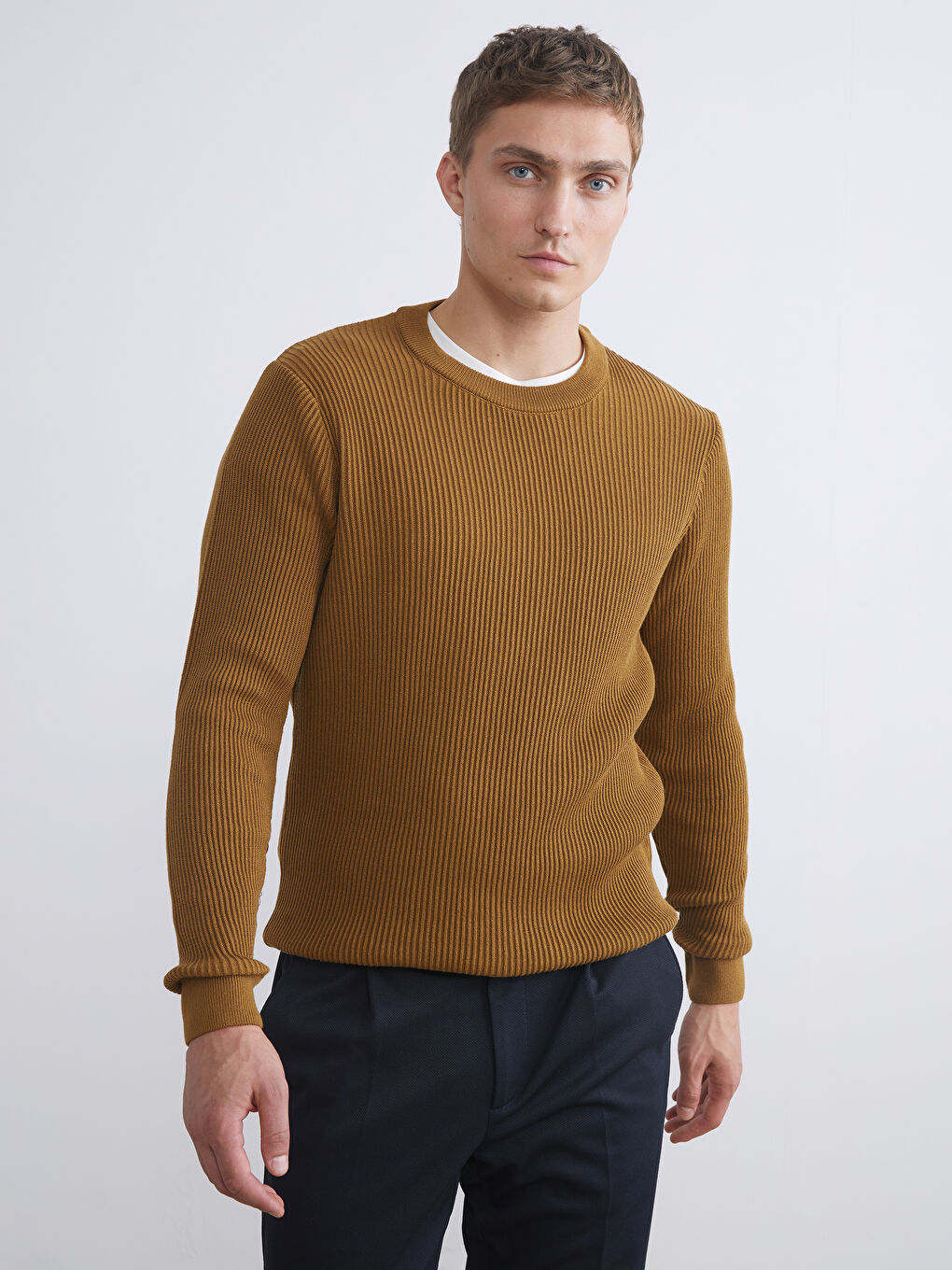 LCW Vision Crew Neck Long Sleeve Men's Tricot Sweater -W54877Z8-HCR